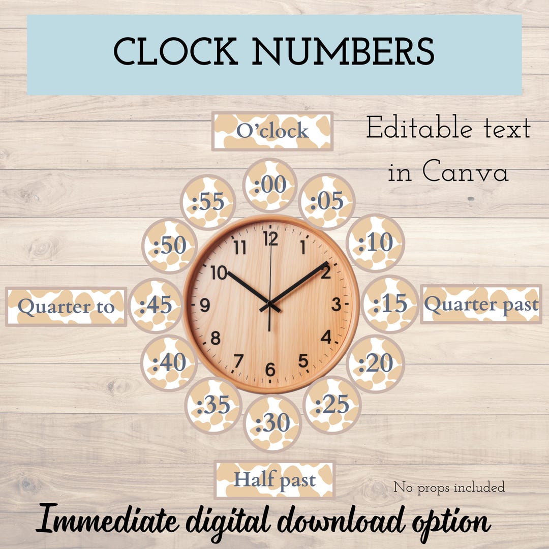 Clock Number Labels | Telling Time Classroom Display | Boho & Highland ...