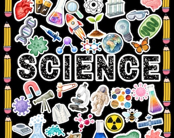 Science Bulletin Board Kit, Science classroom poster (Digital Download), STEM display kit, Retro theme school