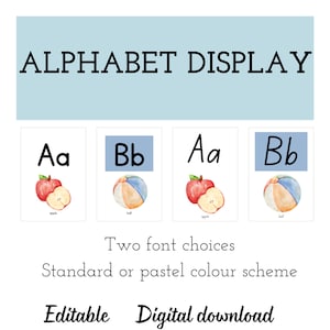Alphabet classroom poster, pastel classroom theme, modern classroom decor, kindergarten room, alphabet display, watercolor alphabet posters