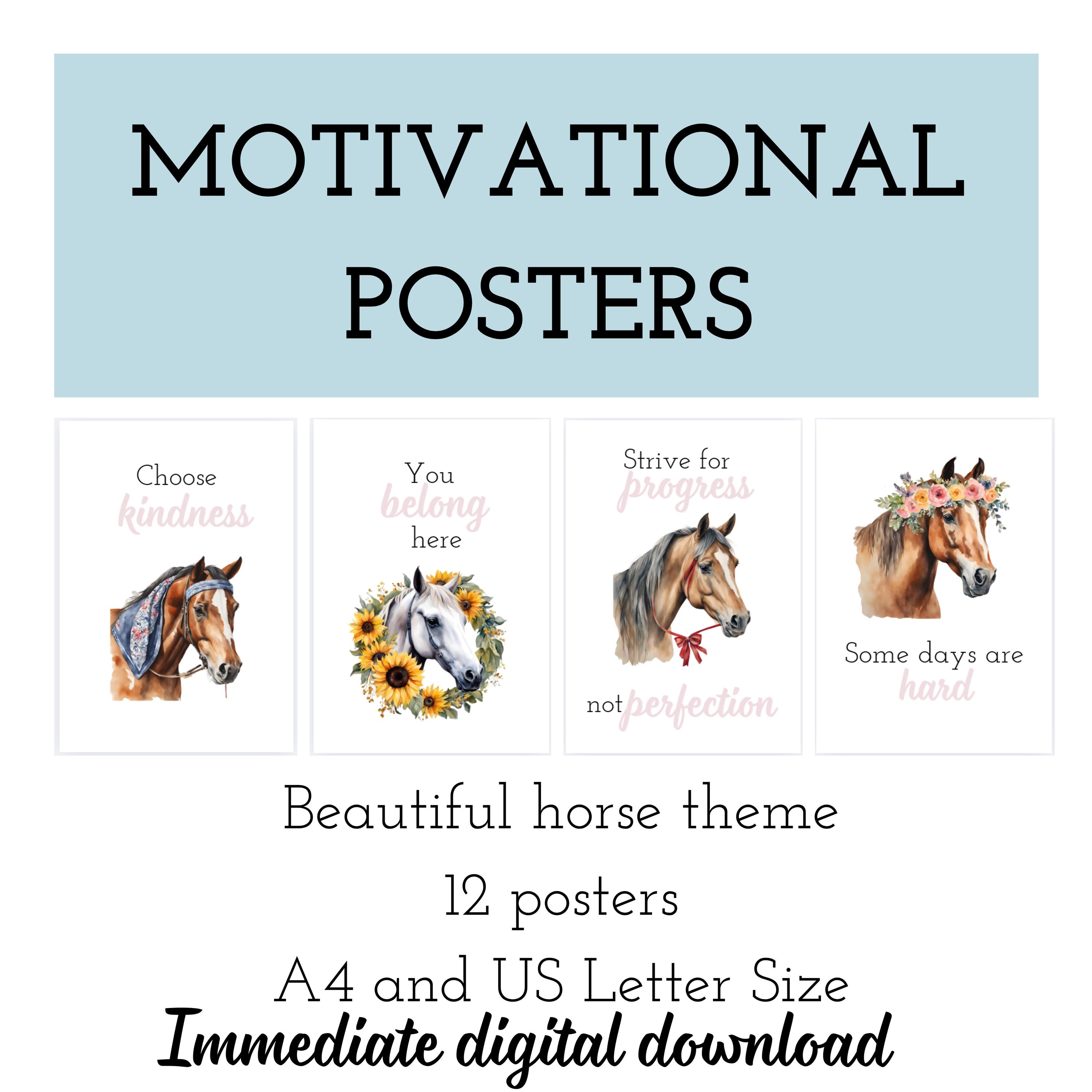 Horse bulletin board, Horse classroom decor, Horse classroom decorations, Posters for girls who love horses, Motivational poster for kids