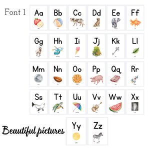 Alphabet poster, abc flash cards, homeschool educational display, pastel alphabet bulletin board, neutral rainbow, toddler classroom