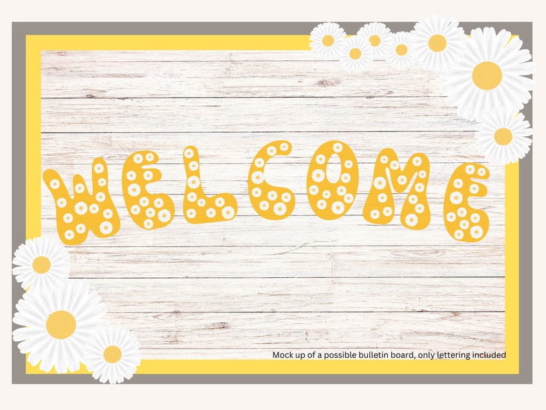 Groovy Bulletin Board Lettering, Funky Display Board Letters, Daisy