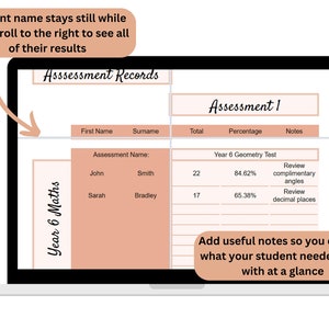 Teacher Markbook, Assessment Record, Student data tracker, Google Sheets Teacher Organiser, Digital spreadsheet for schools, Gradebook