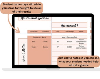 Teacher Markbook, Assessment Record, Student data tracker, Google Sheets Teacher Organiser, Digital spreadsheet for schools, Gradebook