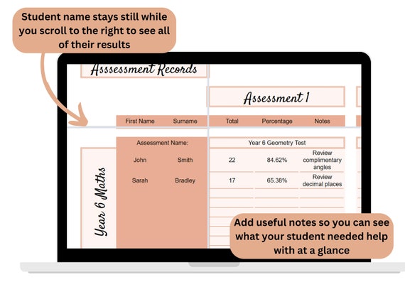 Teacher Markbook, Assessment Record, Student data tracker, Google Sheets Teacher Organiser, Digital spreadsheet for schools, Gradebook