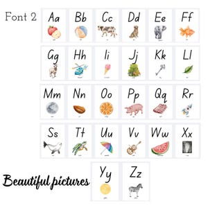 Alphabet poster, abc flash cards, homeschool educational display, pastel alphabet bulletin board, neutral rainbow, kindergarten classroom