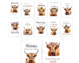 Highland cow bulletin board, Cow classroom decor, Farm classroom decorations, Western classroom decor, Motivational poster, Make mistakes