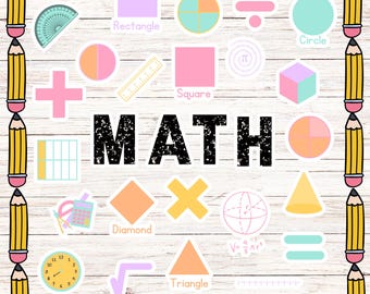 Math Classroom Board, Maths Bulletin Board Kit, Printable Maths display, Bright groovy classroom, STEM display, Pastel retro classroom theme