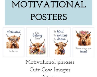 Highland cow bulletin board, Cow classroom decor, Cow classroom decorations, Western classroom decor, Motivational poster, Make mistakes