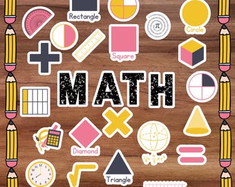 Printable Math Classroom Decor, Retro Math Bulletin Board Kit, Fun and Educational Math Display for Teachers, Bright classroom, STEM display