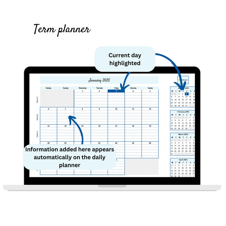 2025 Australian Teacher Google Sheets Planner 7 Periods, Digital