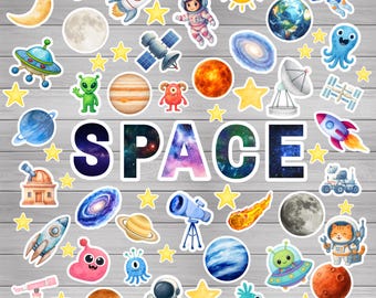 Space Science Classroom Display, Science Bulletin Board Kit, Outer Space classroom theme, STEM display, Trip to the moon, Rockets, planets