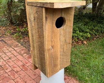 Casa nido para patos de madera y barrera antidepredadores - pino macizo recuperado