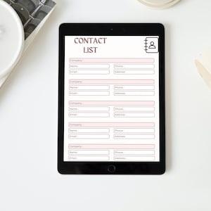 digital Contact List Template Printable, Contact Information Organizer, Contact Agenda, Customer Contact Information, Supplier Info