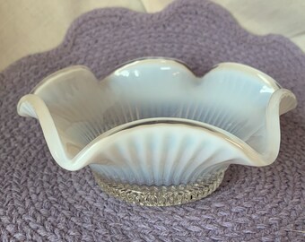 Vintage Fenton Ruffled Trinket Dish