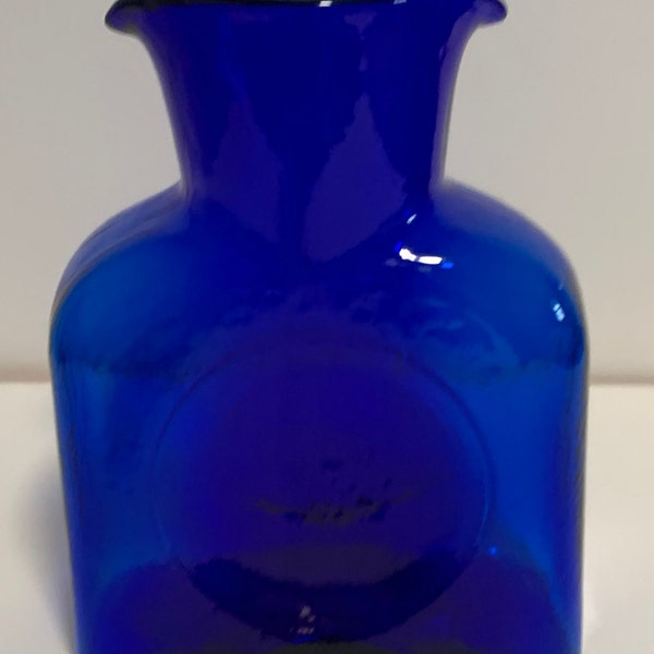 Vintage Blenko Blue Double Spout Pitcher Bottle Vase