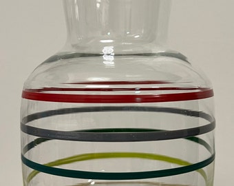 Vintage Libbey Glass Juice Drink Carafe Striped Multicolored 42 oz