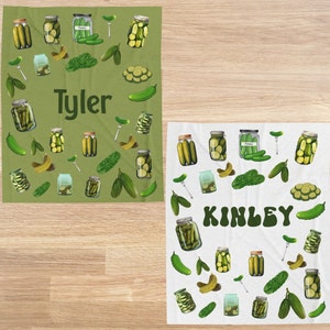 Personalized Minky Pickle Name Blanket, Pickle Lover Blanket Gift, Funny Humor Pickle Jar Blanket, Canning Season Pickle Accessories Throw