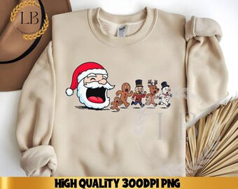 Retro 90s Christmas Santa PNG, Funny Merry Greenmas Png, Holiday Movie Friends Png, Vintage Christmas Gift Chasing Png, Xmas Digital Design