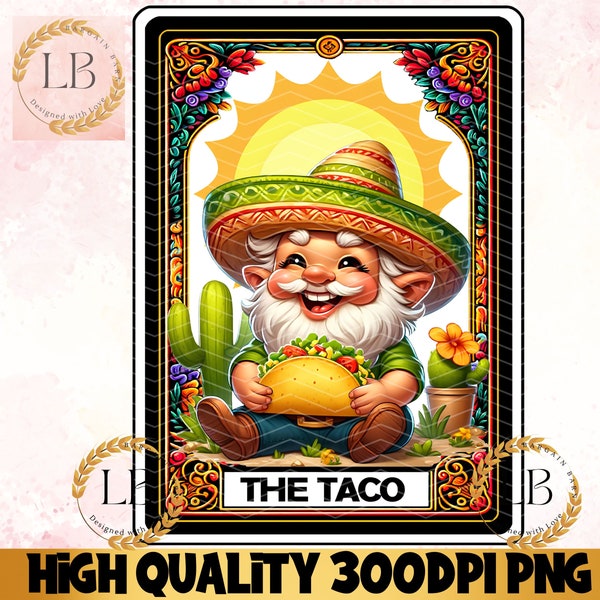 The Taco Funny Tarot Card PNG, Sublimation Design, Taco Food Lover Tarot T-shirt Design Mug Tote PNG, Foodie Gift Instant Digital Download