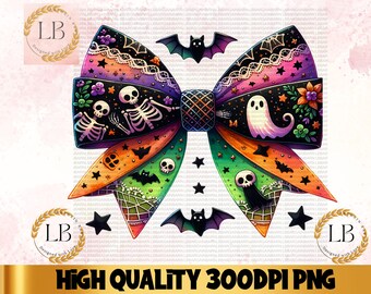 Laços Coquette de Halloween PNG, Clipart Assustador (Download Digital)