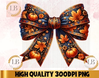 Fall Coquette Bow PNG, Coquette Autumn Clipart, PNG designs Cute Pumpkin, Fall Shirt png, Thanksgiving Sublimation Design, Retro Fall Bow