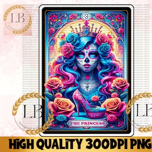 The Princess Tarot Card PNG, Skeleton Sublimation Design, Snarky Digital Instant Download, Skull T-Shirt Mug Design, High Quality png file