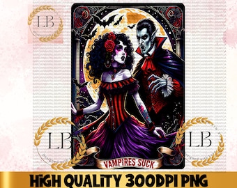 Carta de Tarot Vampiro Divertida PNG, Diseño de Sublimación (Descarga Digital)