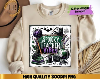 Cute Halloween Spooky Teacher Vibes png, Sublimation Design Digital Download PNG Instant Digital File, Funny Spooky Halloween png