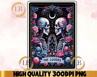 Carta dei Tarocchi Gay Skeleton Lovers PNG, Design a sublimazione gotica (download digitale)