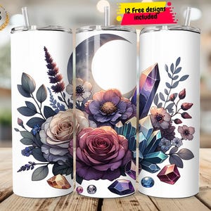 Moon Crystal Wrap, 20 OZ Skinny Tumbler Design, Sublimation PNG, Digital Download PNG Instant Digital Tumbler Wrap