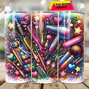 Hair Stylist 20oz Tumbler Wrap, Digital Download, Sublimation Design, Gift for Hairstylists, Hair Hustler PNG, Cosmetology tumbler