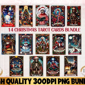 Funny Christmas Skeleton Tarot Card PNG Bundle, Tarot card PNG, Tarot PNG, Fall Digital Clip Art Download, Christmas Season, Funny Xmas