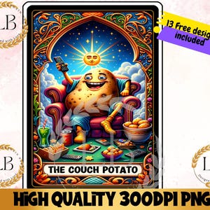 Carta del Tarot Divertida del Teleadicto PNG, Diseño de Camiseta con Sublimación Sarcástica, Descarga PNG Digital, Humor con Frases Sarcásticas para Adultos, Clipart de Tarot