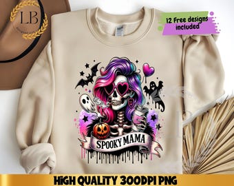 Spooky Mama PNG, Halloween-skelet, Sassy Skeleton Mama, grappig Halloween-shirt, Spooky Vibes png, Halloween-moedershirt PNG digitale download