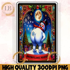 Carta de Tarô Engraçada do Fabricante de Flocos de Neve PNG, Tarô Engraçado de Natal PNG, Design de Sublimação, Esqueleto de Natal PNG, Design de Humor Adulto Snarky png