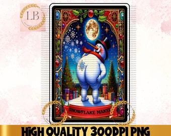 Funny Snowflake Maker Tarot Card PNG, Christmas Sublimation Design