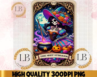 Sarcastic Witch Tarot Card Clipart, Sweary Halloween PNG (Instant Download)