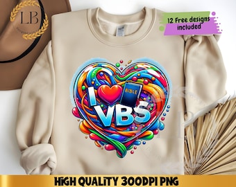 I Love VBS PNG, Christian Summer Camp Shirt PNG, Kids Church Event Design, Faith Based Camp Graphic, Bible Camp Sublimation,instant download