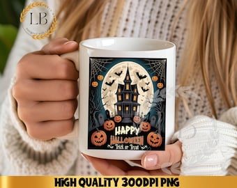Joyeux Halloween PNG, Png effrayant de maison chassée, citrouille effrayante Png, chemise tendance Happy Halloween Png, chemise Jack O Lantern Png, sublimation