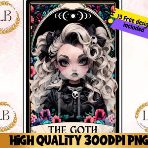 The Goth Tarot Card PNG, Goth Girl Sublimation Design, Sassy Gothic Witchy Girl T-shirt Mug Tumbler DIY Craft Cute Clipart Digital Download