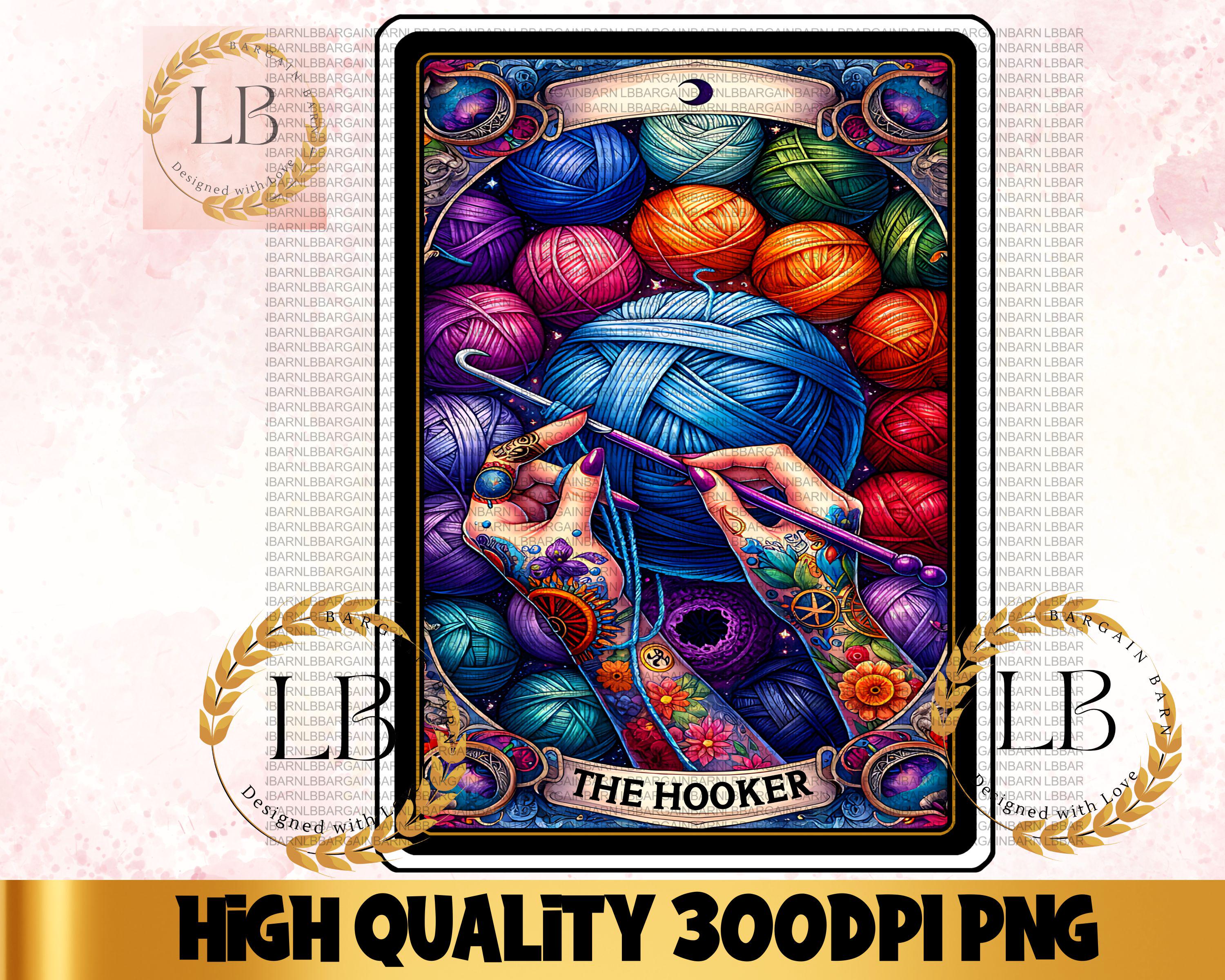 Funny Hooker Tarot Card PNG, Crafter Knitting Crochet Design
