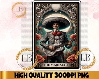 Mariachi Tarot Card PNG, Music Lover Design (Digital Download)