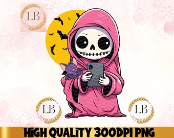 Snarky Grim Reaper Clipart, Spooky Skeleton PNG (Digital Download)