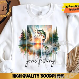 Pescando PNG, Diseño de sublimación para descarga digital, Pincelada de pez lubina PNG, Acuarela de pesca PNG, Diseño de camiseta, Diseño DTF, UVDTF