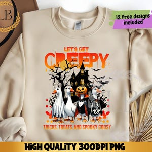 Spooky Goose PNG, Funny Halloween Goose Png, Goose in Halloween Costumes Sublimation Design, Cute Horror Png, Spooky Goosy Digital Download