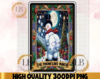 Funny Snowflake Maker Tarot Card PNG, Snarky Christmas Design (Digital Download)