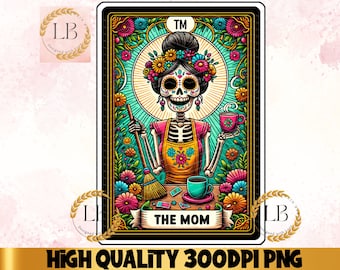 Lustige Skelett Mama Tarot Karte PNG, Muttertag Sublimation (Digitaler Download)