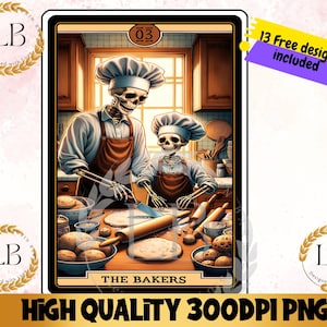 The Baker Tarot Card PNG, Funny Skeleton Baking Sublimation Design, Dad Skull Cooking Tumbler, Gothic Chef Digital Clipart, Instant Download