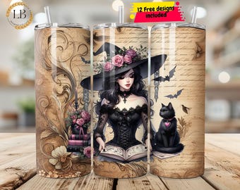 Witchy Vibes 20 oz Skinny Tumbler Sublimation Design, Digital Download PNG, Celestial Witch Tumbler Wrap, Instant Digital Only, Witch lover
